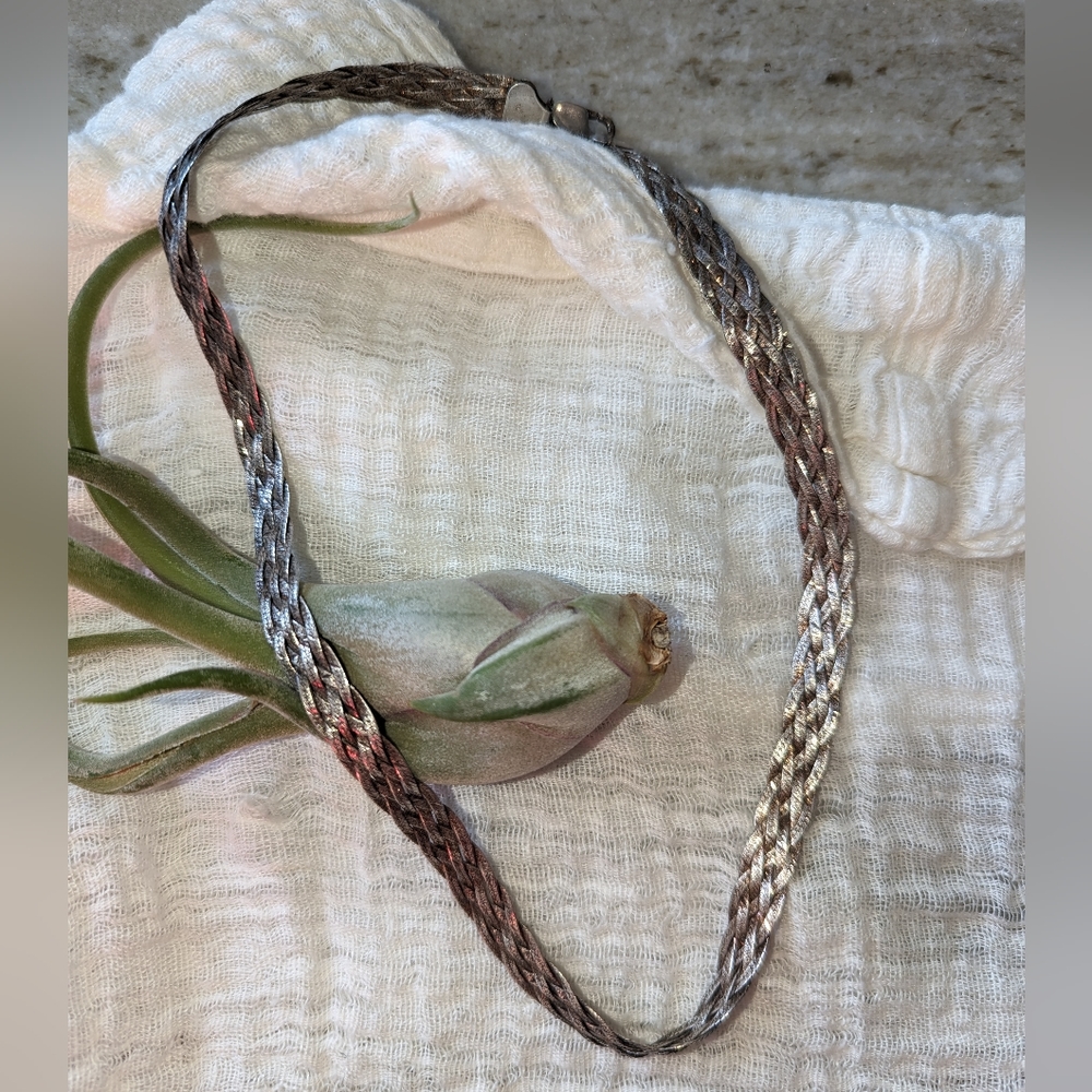 Italian Sterling Silver Braided Necklace